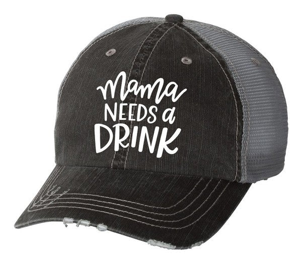 Mama Needs a Drink Embroidered Trucker - Amara Luxe Fine Boutique