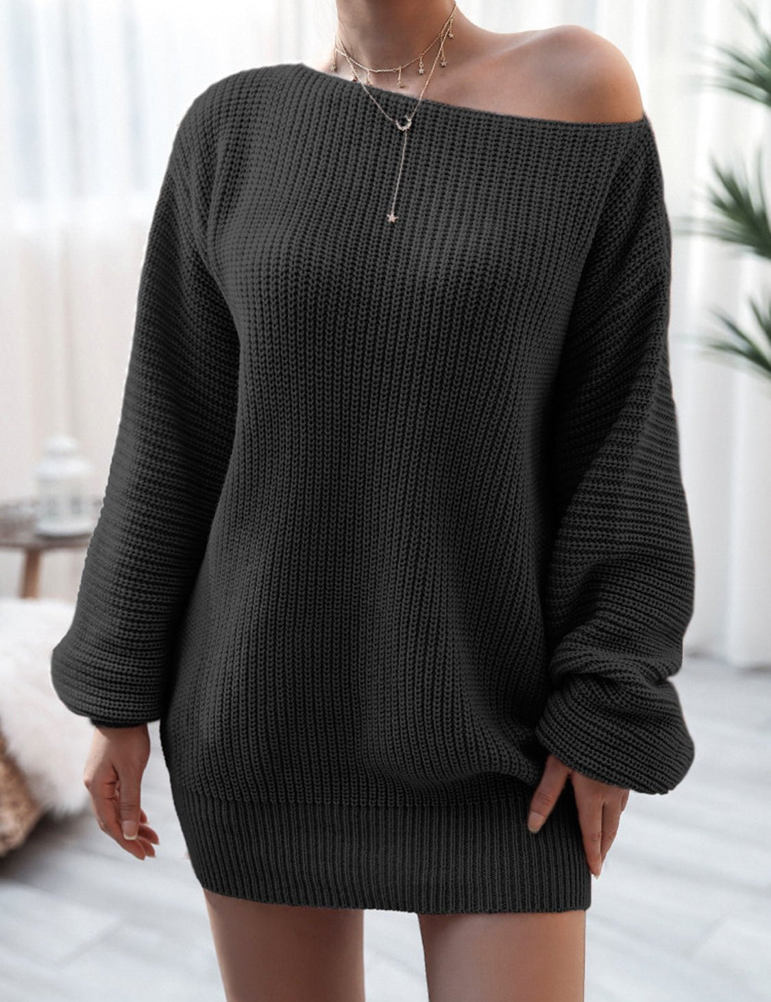 Rib - Knit Mini Sweater Dress - Amara Luxe Fine Boutique