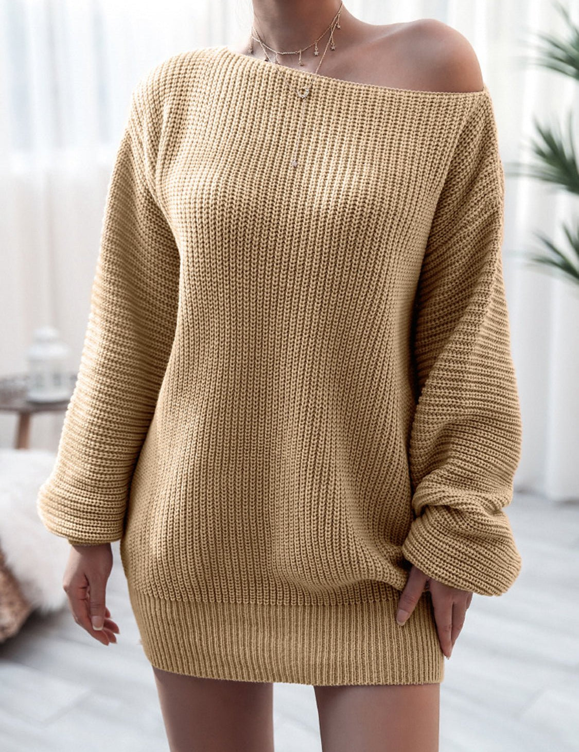 Rib - Knit Mini Sweater Dress - Amara Luxe Fine Boutique