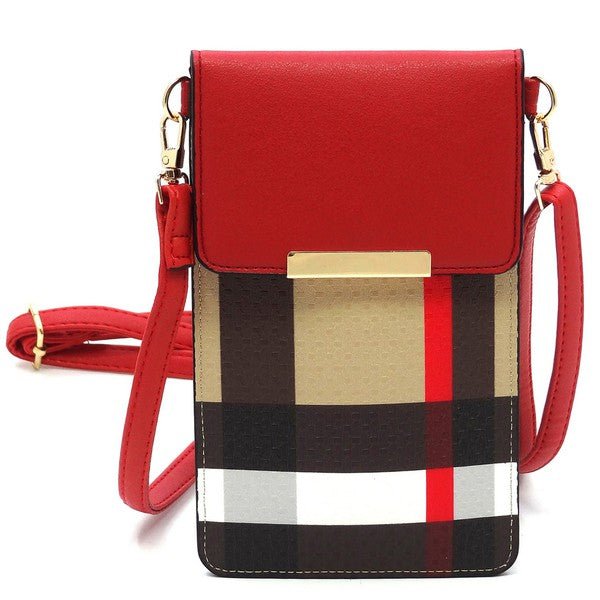 Tartan Plaid Check Cell Phone Purse Crossbody Bag - Amara Luxe Fine Boutique