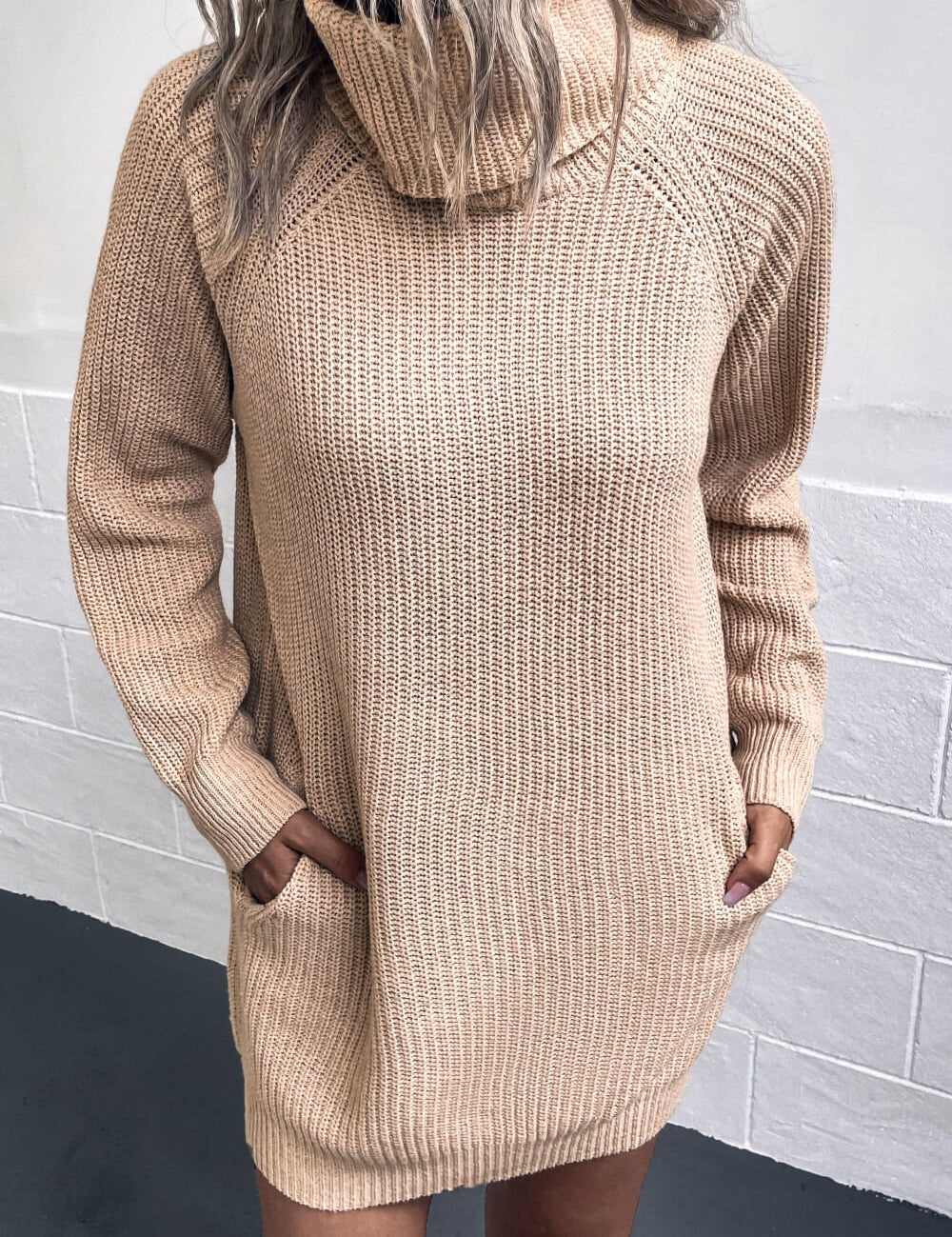 Turtleneck Sweater Dress with Pockets - Amara Luxe Fine Boutique