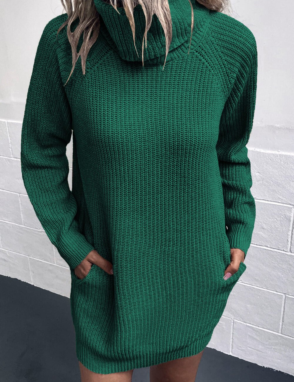 Turtleneck Sweater Dress with Pockets - Amara Luxe Fine Boutique