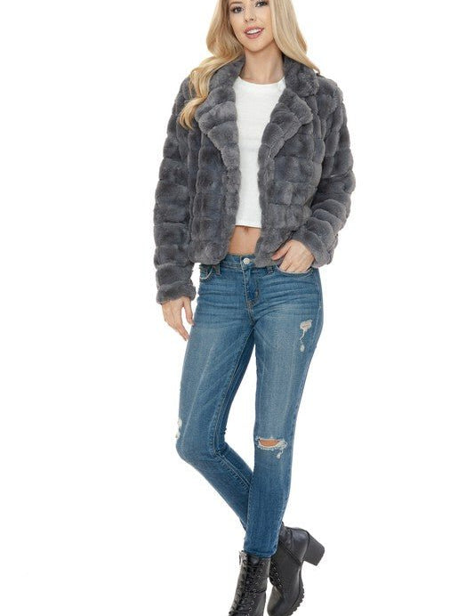 Women Faux Fur Jacket - Amara Luxe Fine Boutique