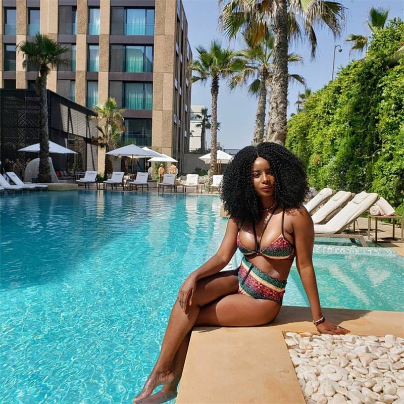 African black printed split swimsuit - Amara Luxe Fine Boutique