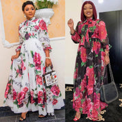 African Clothing Women's Chiffon Print Big Swing Dress Long Skirt - Amara Luxe Fine Boutique