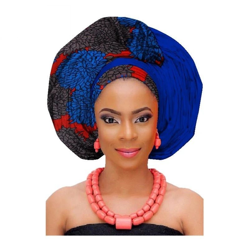 African printed cotton turban - Amara Luxe Fine Boutique