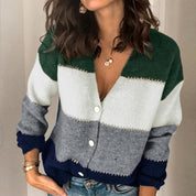 Autumn V Neck Button Open Stitch Sweater Jumper - Amara Luxe Fine Boutique