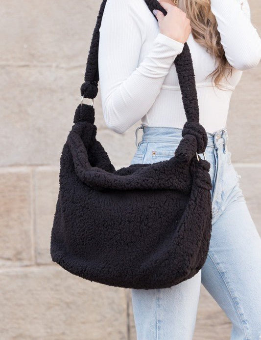 Boucle Sherpa Messenger Bag - Amara Luxe Fine Boutique