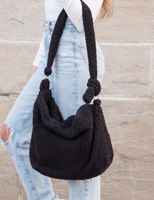 Boucle Sherpa Messenger Bag - Amara Luxe Fine Boutique