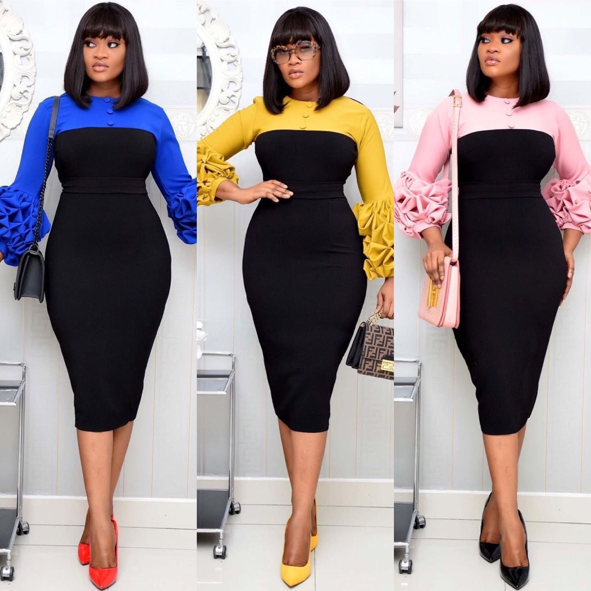 Bubble Sleeve African Large Patchwork Dress - Amara Luxe Fine Boutique