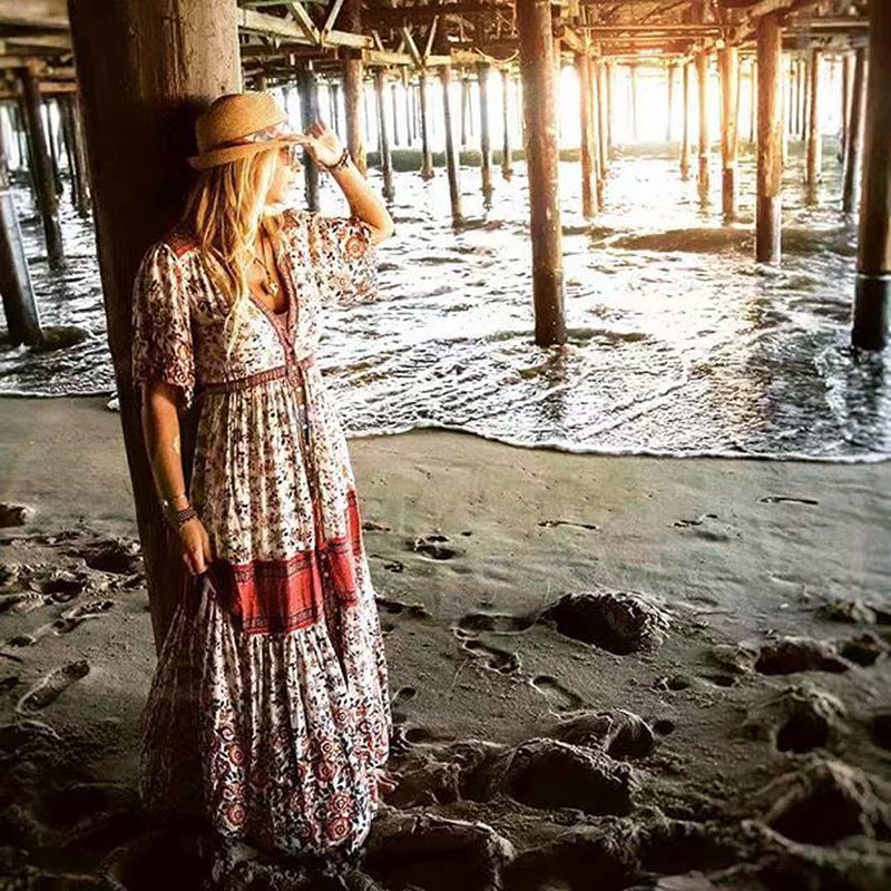 Button-up print dress - Amara Luxe Fine Boutique