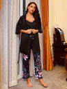 Cami, Robe, and Printed Pants Pajama Set - Amara Luxe Fine Boutique