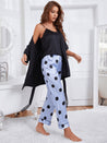 Cami, Robe, and Printed Pants Pajama Set - Amara Luxe Fine Boutique