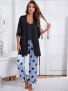 Cami, Robe, and Printed Pants Pajama Set - Amara Luxe Fine Boutique