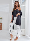 Cami, Robe, and Printed Pants Pajama Set - Amara Luxe Fine Boutique