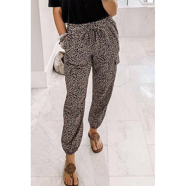 Chic Leopard Print Drawstring Elastic Waist Jogger - Amara Luxe Fine Boutique