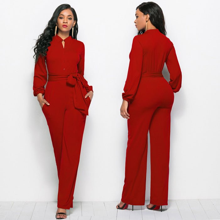 Elegant Solid Color Jumpsuit - Amara Luxe Fine Boutique