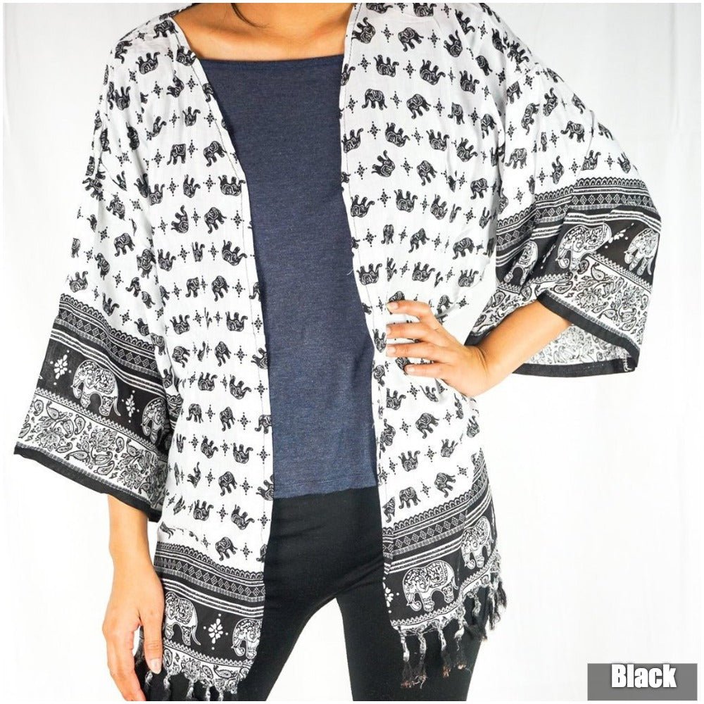 Elephant Tribal Boho Kimono Cover Up - Amara Luxe Fine Boutique