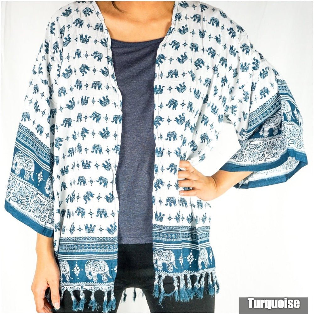 Elephant Tribal Boho Kimono Cover Up - Amara Luxe Fine Boutique