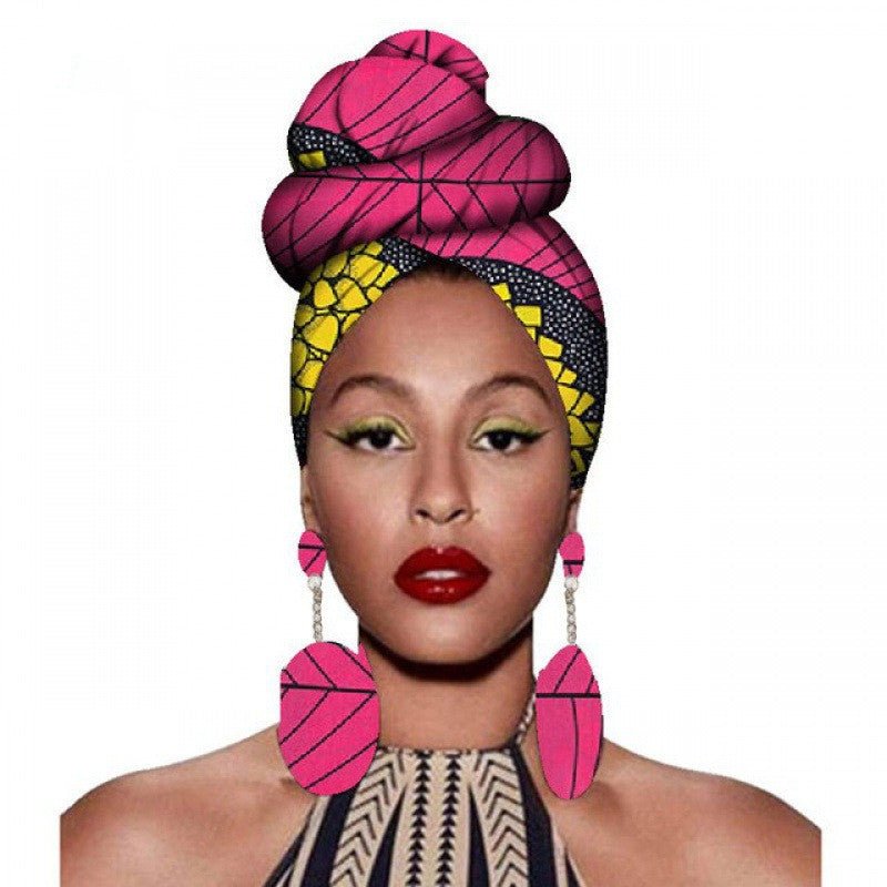 Fashion African Headscarves And Earrings 2 Pieces Of Women's African Clothing Headwear Headbands - Amara Luxe Fine Boutique