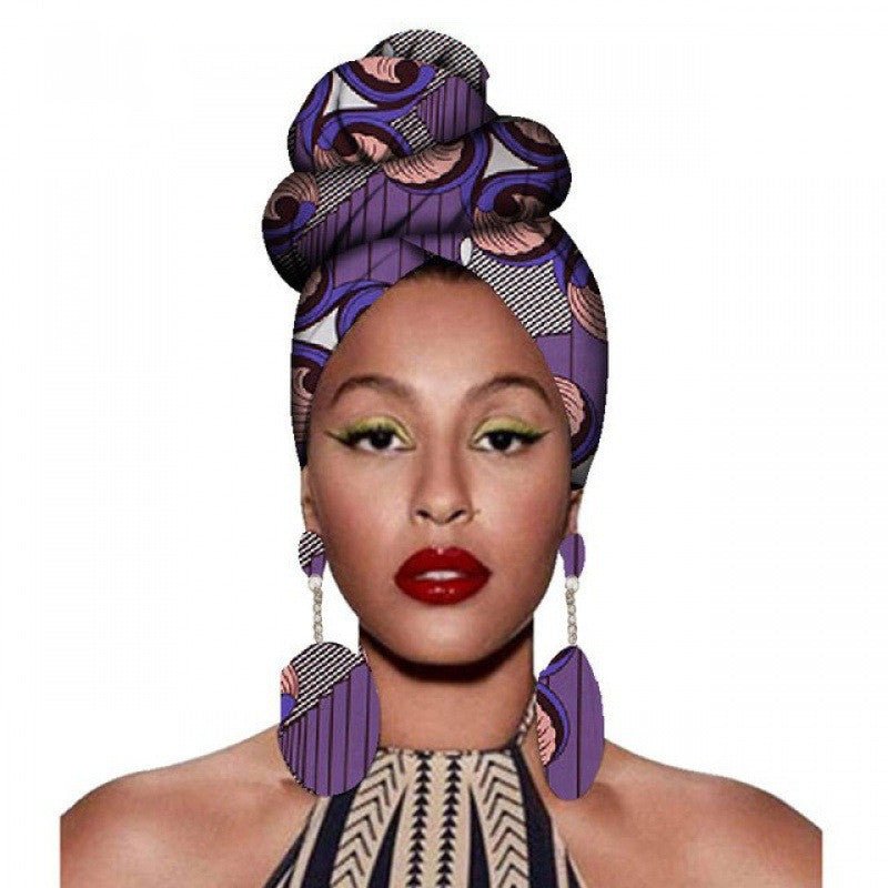 Fashion African Headscarves And Earrings 2 Pieces Of Women's African Clothing Headwear Headbands - Amara Luxe Fine Boutique