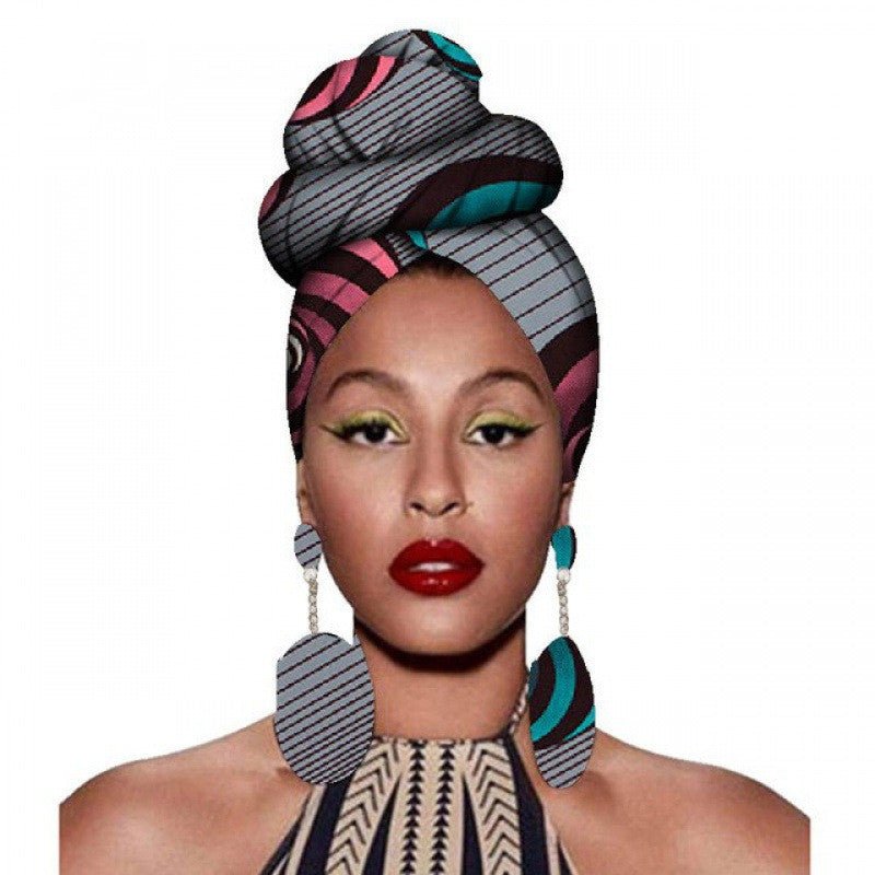 Fashion African Headscarves And Earrings 2 Pieces Of Women's African Clothing Headwear Headbands - Amara Luxe Fine Boutique