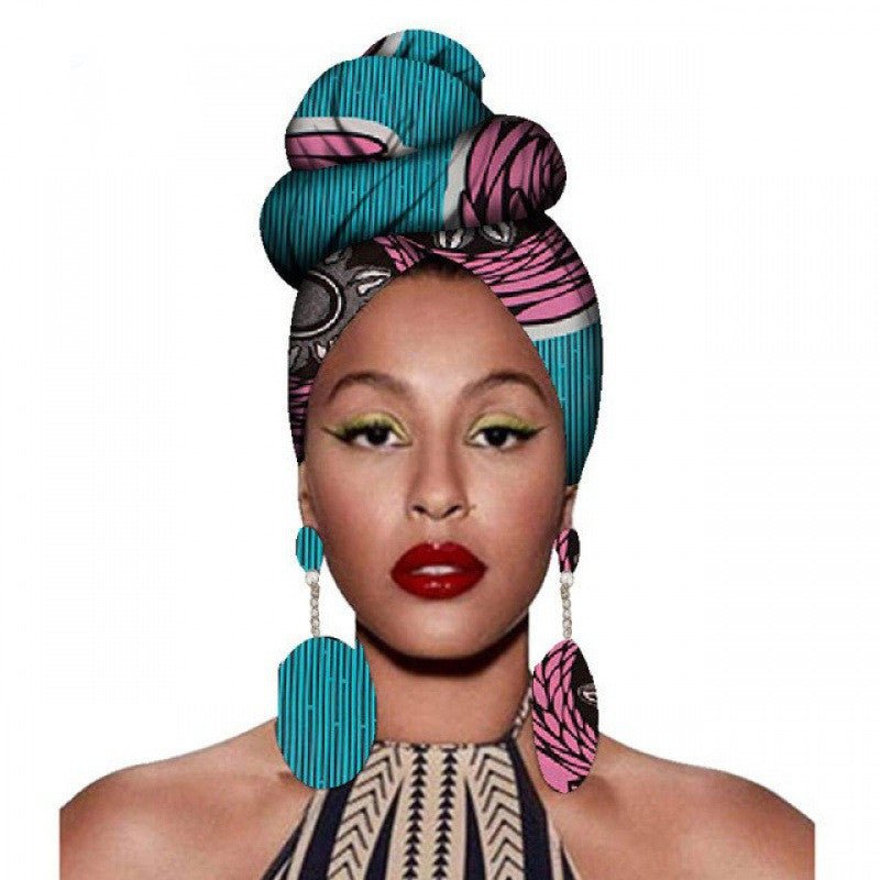 Fashion African Headscarves And Earrings 2 Pieces Of Women's African Clothing Headwear Headbands - Amara Luxe Fine Boutique
