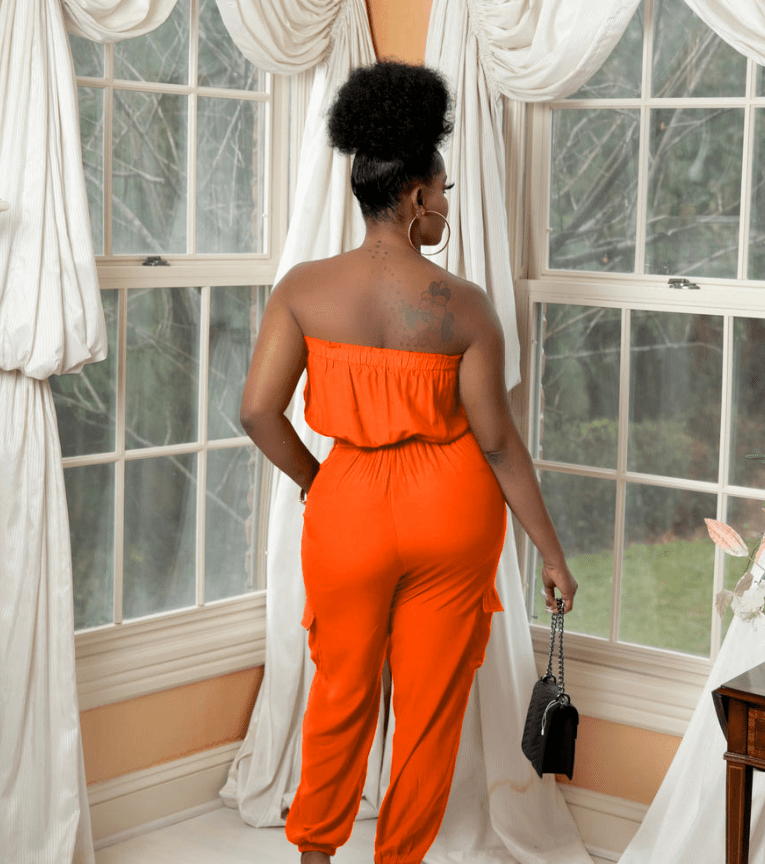 Fashion Casual Tube Top Pocket Belt Spring And Summer Jumpsuit - Amara Luxe Fine Boutique