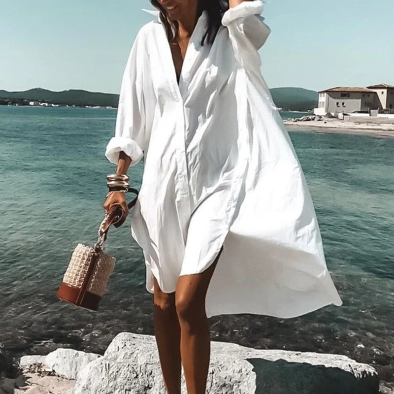 Fashionable Temperament Burst Shirt Dress - Amara Luxe Fine Boutique