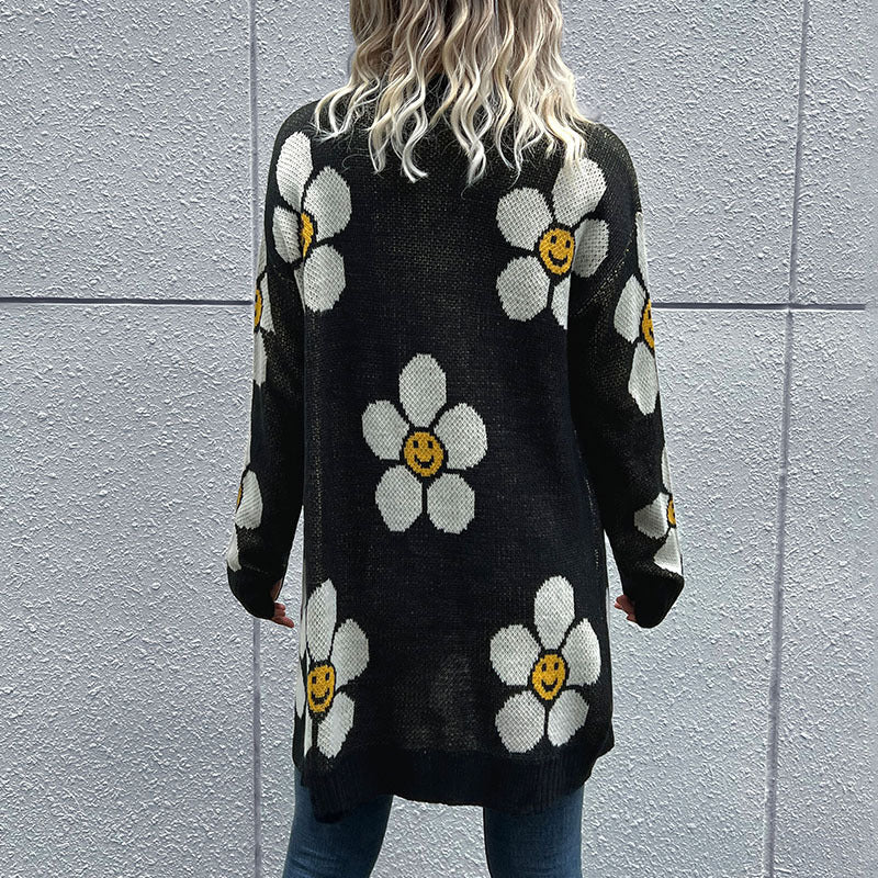 Floral Button Down Longline Cardigan - Amara Luxe Fine Boutique