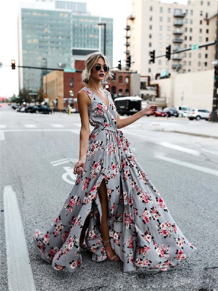Flower v-neck lace dress - Amara Luxe Fine Boutique