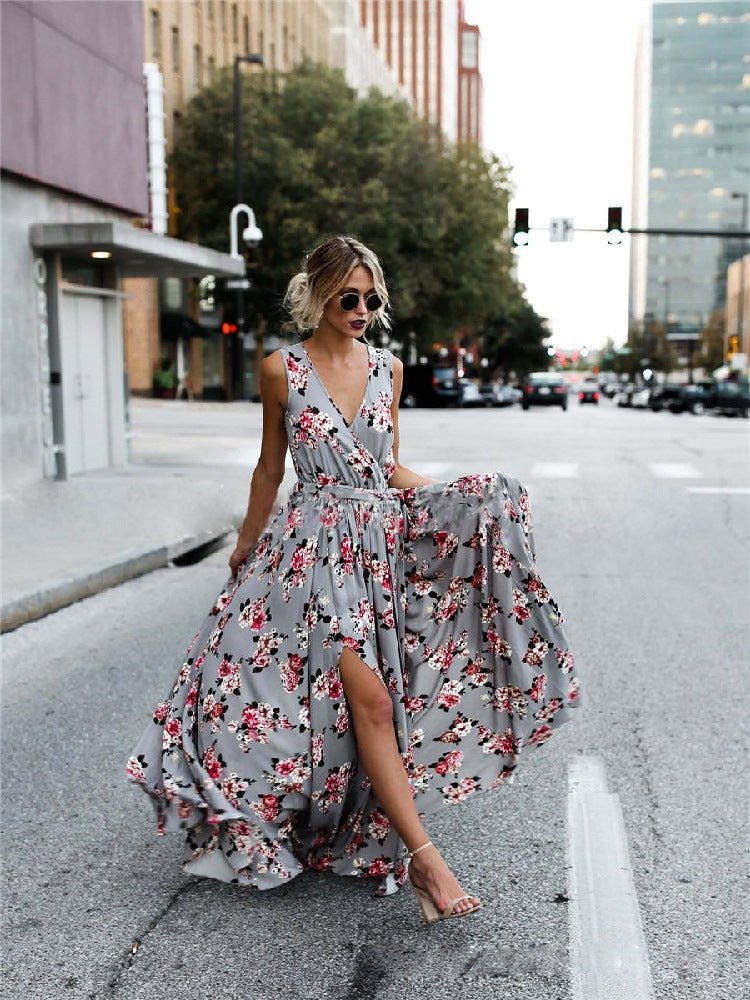Flower v-neck lace dress - Amara Luxe Fine Boutique