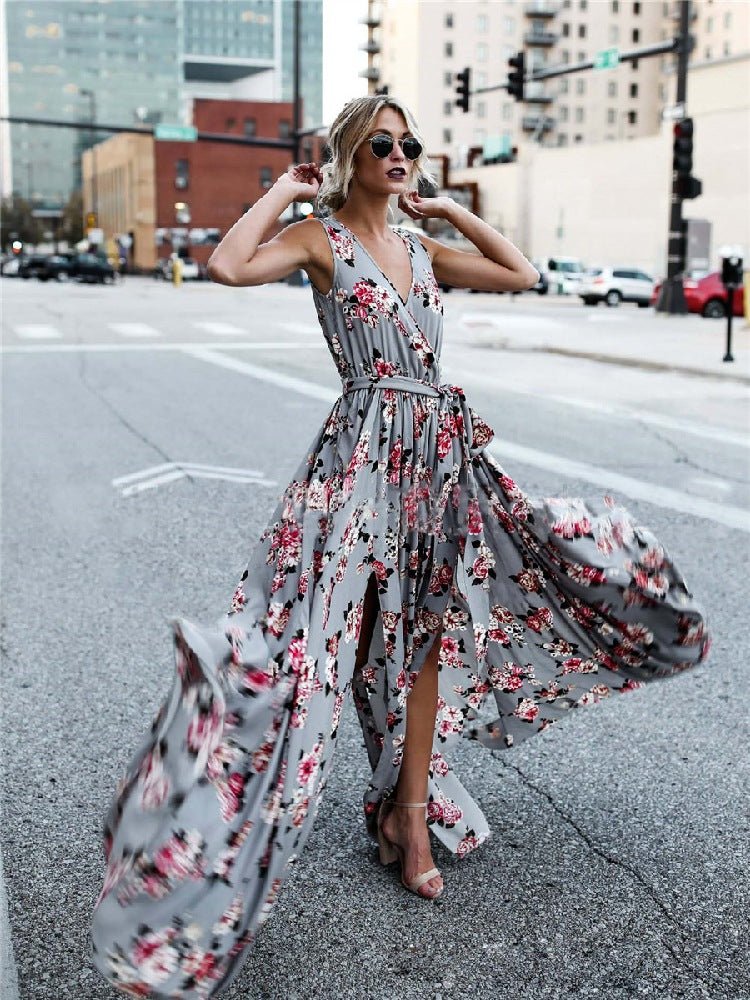 Flower v-neck lace dress - Amara Luxe Fine Boutique