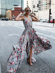 Flower v-neck lace dress - Amara Luxe Fine Boutique