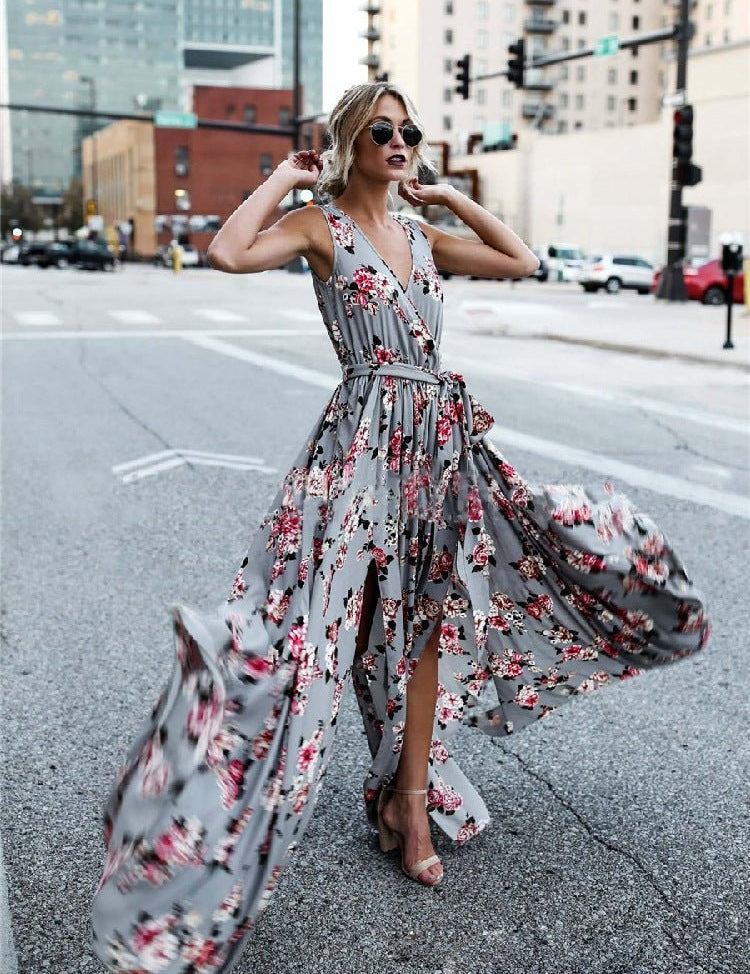Flower v-neck lace dress - Amara Luxe Fine Boutique