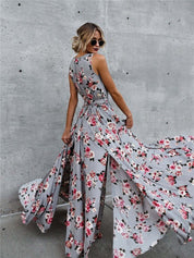 Flower v-neck lace dress - Amara Luxe Fine Boutique