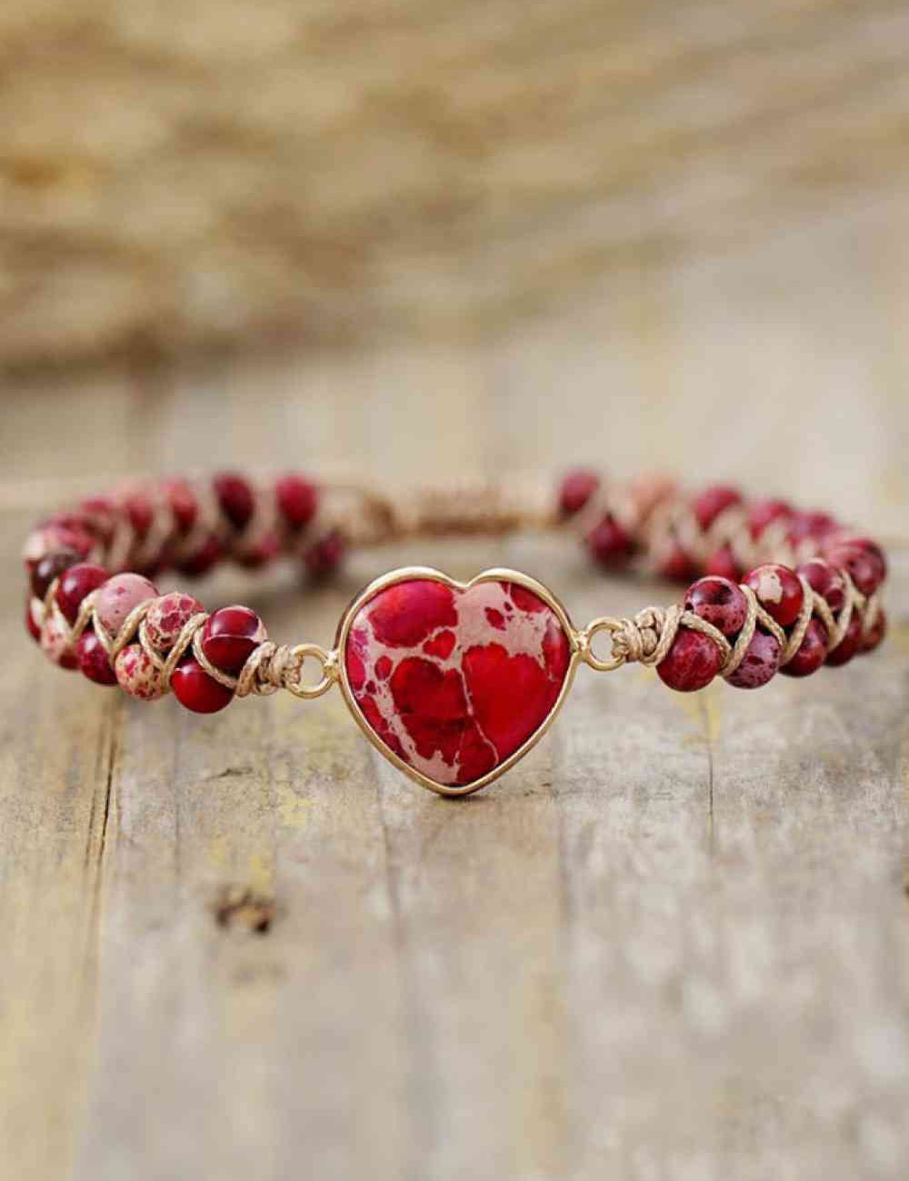 Handmade Heart Shape Natural Stone Bracelet - Amara Luxe Fine Boutique