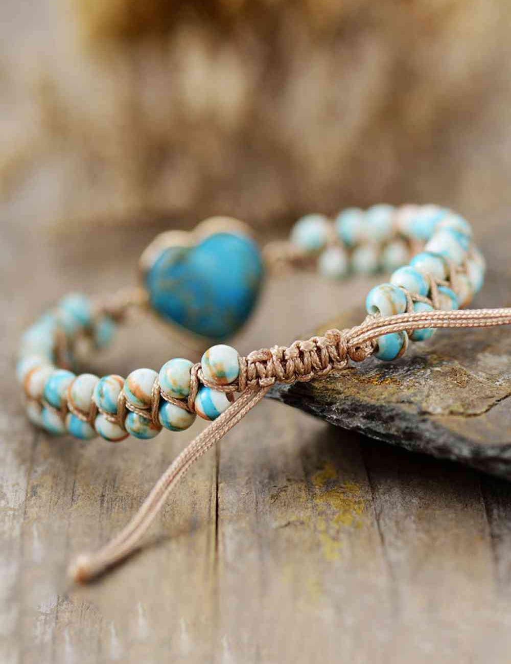 Handmade Heart Shape Natural Stone Bracelet - Amara Luxe Fine Boutique