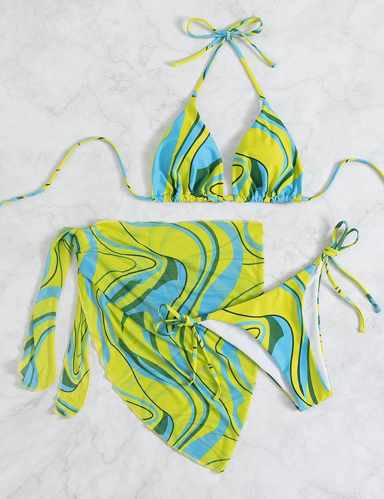 Ladies Halter Backless Beach Bikini Three Piece - Amara Luxe Fine Boutique