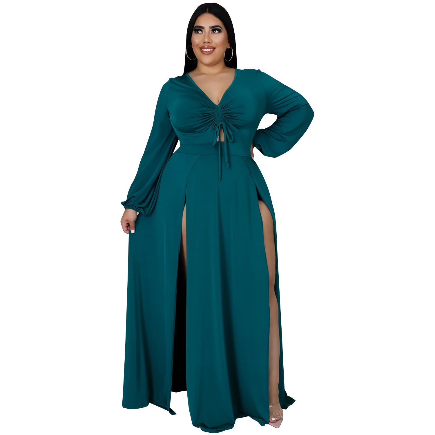 Ladies Hollow Tie Slit Long Skirt Dress - Amara Luxe Fine Boutique