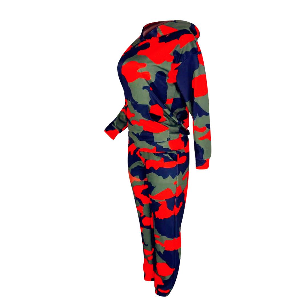 Long Sleeve TWO PIECE SET Hoodie Print Camouflage Tracksuit - Amara Luxe Fine Boutique