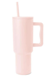 Monochromatic Stainless Steel Tumbler with Matching Straw - Amara Luxe Fine Boutique