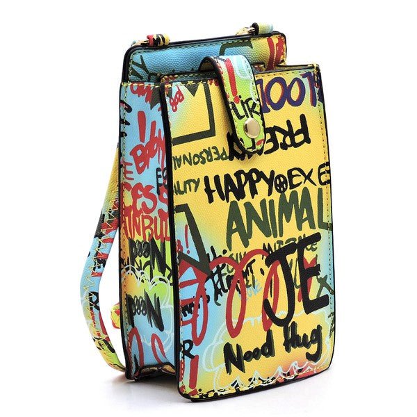 Multi Graffiti Crossbody Bag Cell Phone Purse - Amara Luxe Fine Boutique