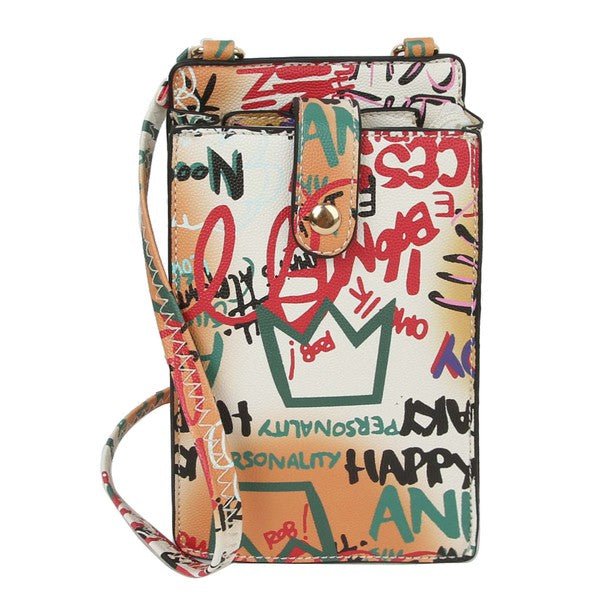 Multi Graffiti Crossbody Bag Cell Phone Purse - Amara Luxe Fine Boutique