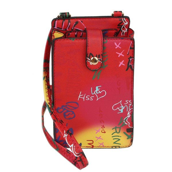 Multi Graffiti Crossbody Bag Cell Phone Purse - Amara Luxe Fine Boutique