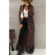 Multicolored Open Front Fringe Hem Cardigan - Amara Luxe Fine Boutique