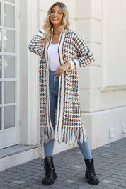 Multicolored Open Front Fringe Hem Cardigan - Amara Luxe Fine Boutique