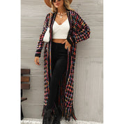 Multicolored Open Front Fringe Hem Cardigan - Amara Luxe Fine Boutique