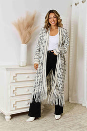 Multicolored Open Front Fringe Hem Cardigan - Amara Luxe Fine Boutique