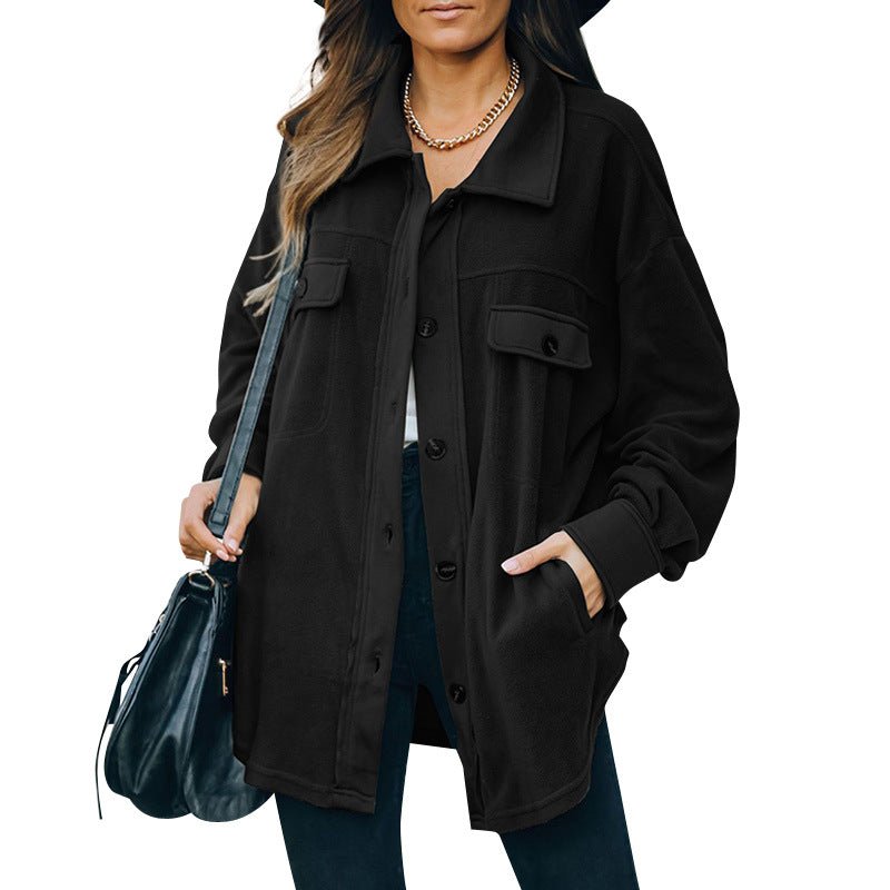 New Lapel Fleece-breasted Cardigan Jacket Shirt - Amara Luxe Fine Boutique